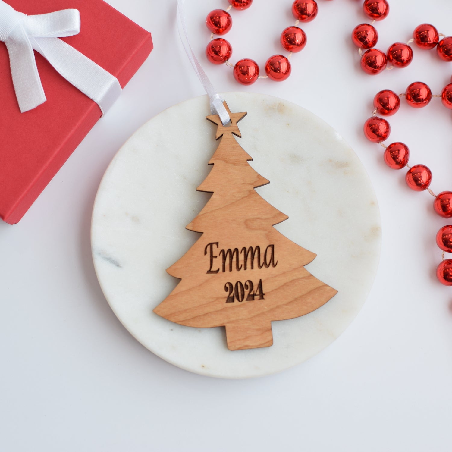 First Christmas Personalized Christmas Tree Wood Ornament